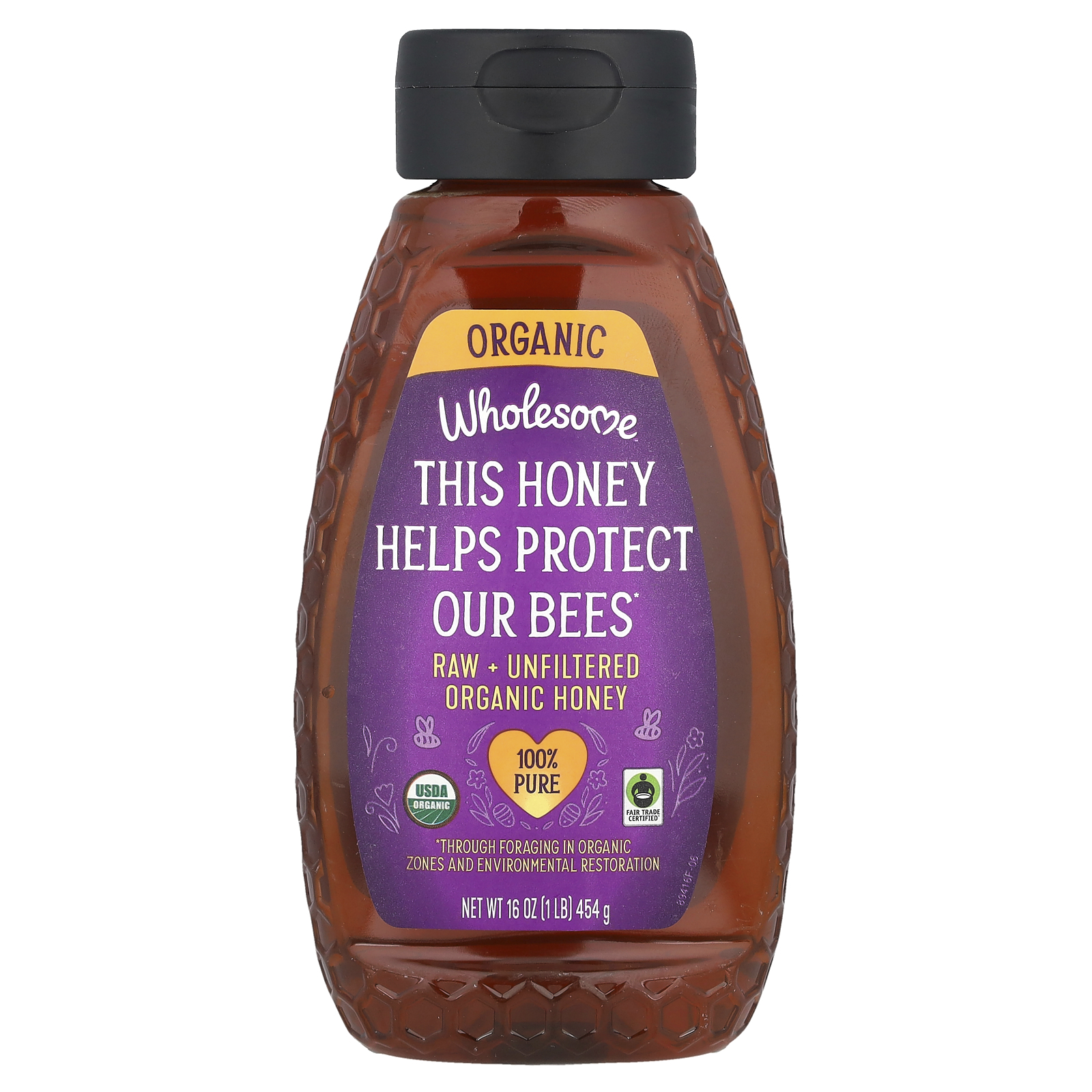 非加熱＋無ろ過オーガニックハチミツ、454g（16オンス）