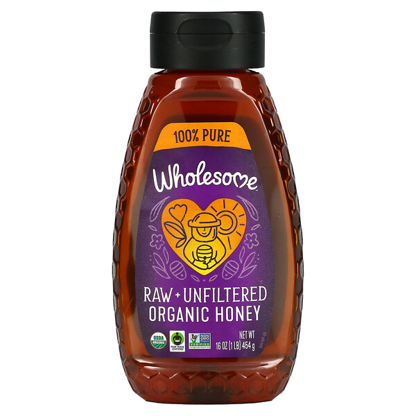 Wholesome, Органический необработанный нефильтрованный мед, 454 г (16 унций)