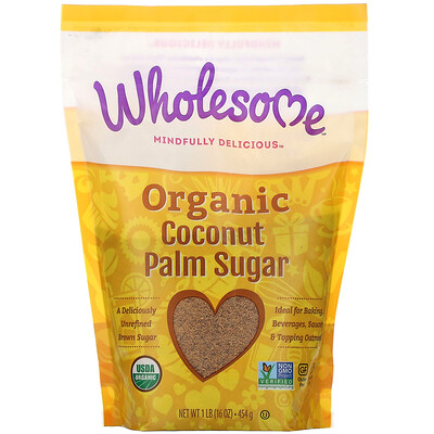Wholesome Органический сахар из кокосовой пальмы, 1 фунт (16 унций) — 454 г