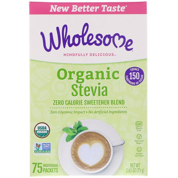 Wholesome, Bio Stevia, Süßmittel-Mischung mit null Kalorien, 75 einzelne Packungen, je 1 g