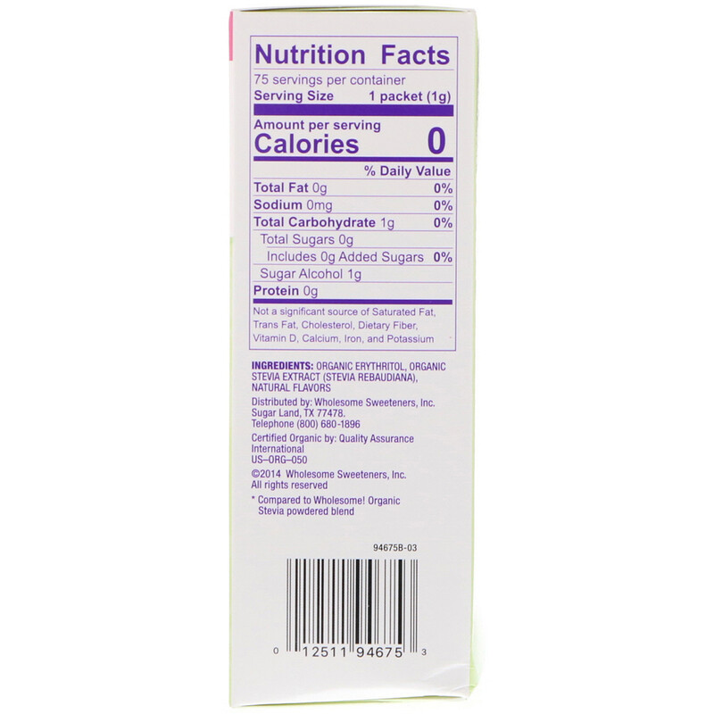 Wholesome, Organic Stevia, Zero Calorie Sweetener Blend, 75 Individual