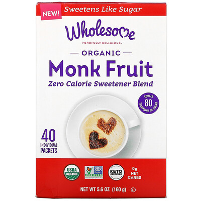 Купить Wholesome Organic Monk Fruit, 40 Individual Packets, 5.6 oz (160 g)