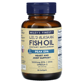 Wiley's Finest, Óleo de Peixe Selvagem do Alasca, Pico de EPA, 30 Cápsulas Softgel