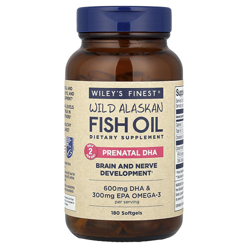 Wiley's Finest, Alaska-Wildfischöl, Pränatal DHA, 600 mg, 180 Fisch-Softgels