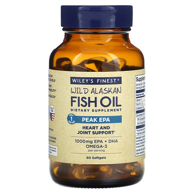 Photos - Vitamins & Minerals Alaskan Wiley's Finest, Wild  Fish Oil, Peak EPA, 60 Softgels WIF-00407 