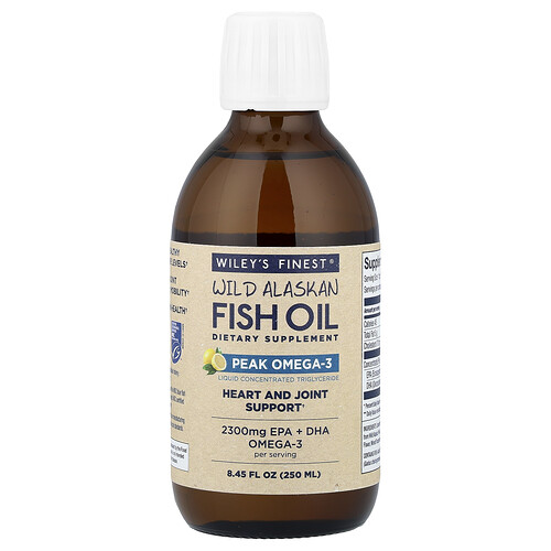 Wiley's Finest, Wild Alaskan Fish Oil, Peak Omega-3, Natural Lemon, 8.45 fl oz (250 ml)