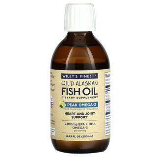 Wiley's Finest, Óleo de Peixe Selvagem do Alasca, Pico de Ômega-3 Líquido, Limão Natural, 250 ml (8,45 fl oz)