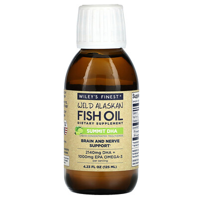 Wiley's Finest, Aceite de pescado salvaje de Alaska, Cumbre de DHA, 125 ml (4,23 oz. Líq.)