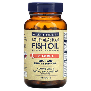 Wiley's Finest, Óleo de Peixe Selvagem do Alasca, Pico de DHA, 180 Cápsulas Softgel