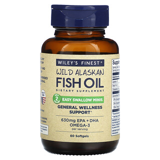 Wiley's Finest, Óleo de Peixe Selvagem do Alasca, Minis Easy Swallow, 60 Cápsulas Softgel