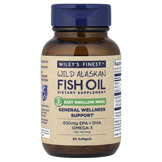 Wiley's Finest, Tran z dzikich ryb z Alaski, Easy Swallow Minis, 60 miękkich kapsułek