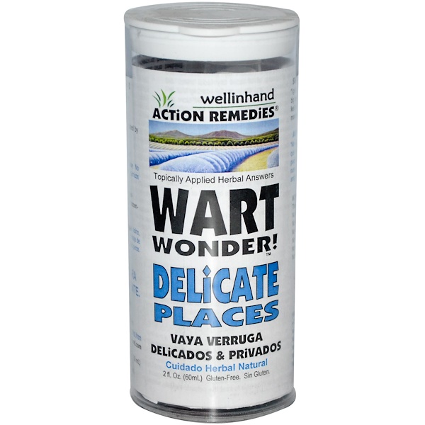 Wellinhand Action Remedies, Wart Wonder, Delicate Places, 2 fl oz (60 ml) (Discontinued Item) 