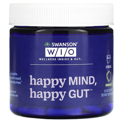 

Swanson WIO Happy Mind, Happy Gut, 30 вегетарианских капсул