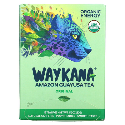 Купить Waykana Чай Amazon Guayusa, оригинальный, 16 чайных пакетиков, 32 г (1, 13 унции)