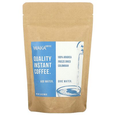 Waka Coffee Растворимый кофе из 100% арабики, сублимированный колумбийский, средней обжарки, 99 г (3,5 унции)