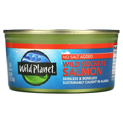 Купить Wild Planet Wild Sockeye Salmon, No Salt Added, 6 oz (170 g)