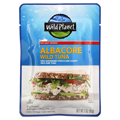 

Wild Planet, Albacore Wild Tuna, No Salt Added, 3 oz (85 g)