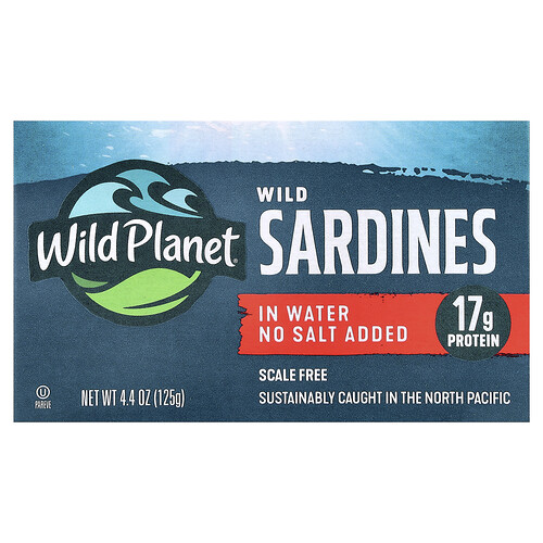 Wild Planet Wild Sardines In Water, No Salt Added, 4.4 oz (125 g)