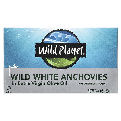 Wild Planet, Wild White Anchovies In Extra Virgin Olive Oil, 4.4 oz (125 g)