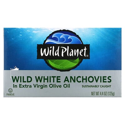 Купить Wild Planet Выловленные в диких условиях белые анчоусы в оливковом масле первого холодного отжима, 4, 4 унц.(125 г)