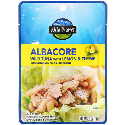 Wild Planet Дикий тунец Albacore с лимоном и чабрецом, 74 г (2,6 унции)