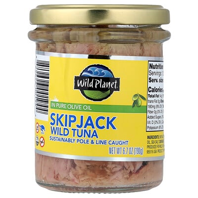 Wild Planet, Skipjack Wild Tuna in Pure Olive Oil, 6.7 oz (190 g)