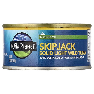 Wild Planet, SkipJack Solid Light Wild Tuna in Pure Olive Oil, 2.82 oz (80 g)