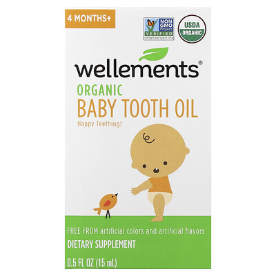 Wellements, Bebés, Aceite dental orgánico, 4 meses en adelante, 15 ml (0,5 oz. líq.)