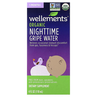 Wellements, Agua orgánica para aliviar las molestias nocturnas, Bebés de 1 mes en adelante, 118 ml (4 oz. líq.)