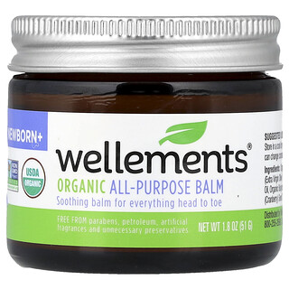 Wellements, Balsem Serbaguna Organik, Bayi Baru Lahir+, 51 g (1,8 ons)