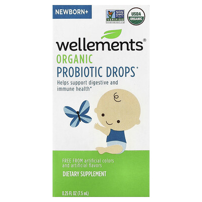 Wellements, Gotas de probióticos orgánicos, Recién nacido y más, 7,5 ml (0,25 oz. líq.)