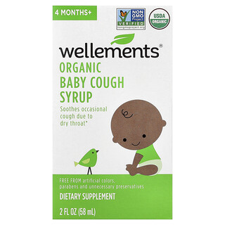Wellements, Sirup Batuk Bayi Organik, 4 Bulan ke Atas, 58 ml (2 ons cairan)