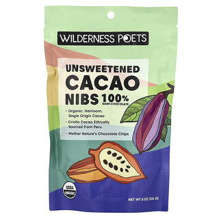 Wilderness Poets, Niesłodzone ziarna kakaowca, gorzka czekolada, 226 g