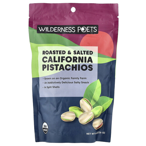 Wilderness Poets, Organic Roasted and Salted California Pistachios, 8 oz (226 g)