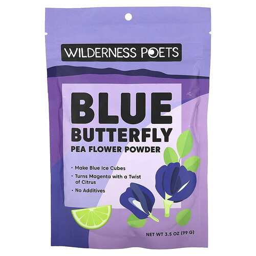 Wilderness Poets, Blue Butterfly Pea Flower Powder, Blütenpulver der Blauen Klitorie, 99 g (3,5 oz.)