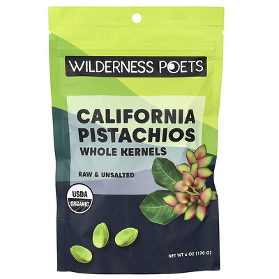 Wilderness Poets, Organic Organic California Pistachios, Unsalted, 6 oz (170 g)