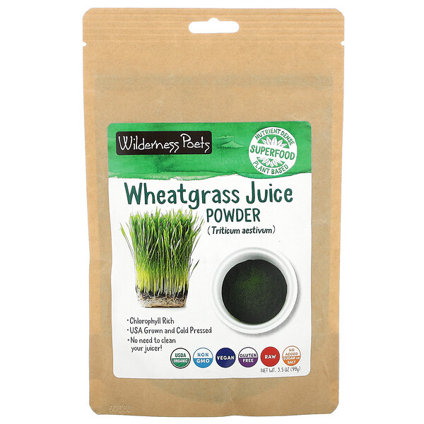 Wilderness Poets, Organic Wheatgrass Juice Powder, 3.5 oz (99 g)