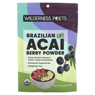 Wilderness Poets  Organic Brazilian Acai Berry Powder  3.5 oz (99 g)