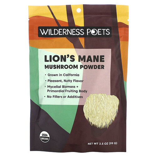 ワイルダーネスポエット Wilderness Poets, ヤマブシタケパウダー、99g（3.5オンス）
