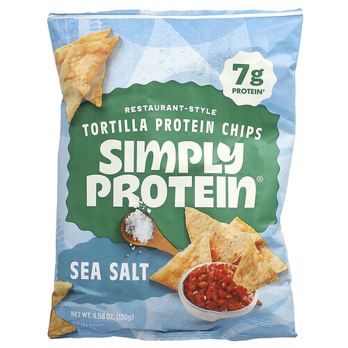 Simply Protein Restaurant-Style Tortilla Protein Chips, Sea Salt, 4.58 oz (130 g)