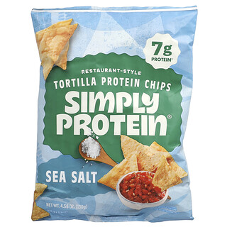Simply Protein, Restaurant-Style Tortilla Protein Chips, Tortilla-Protein-Chips im Restaurant-Style, Meersalz, 130 g (4,58 oz.)