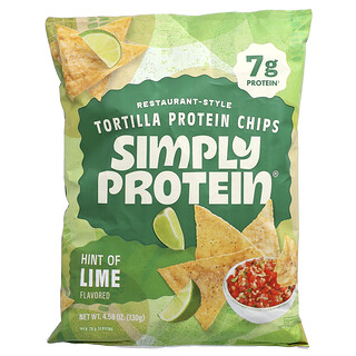 Simply Protein, Restaurant- Style Tortilla Protein Chips, Tortilla-Protein-Chips im Restaurant-Style, Hauch von Limette, 130 g (4,58 oz.)
