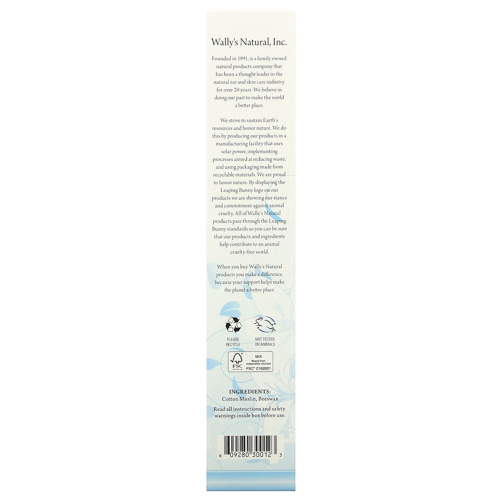 Wally's Natural, Beeswax Ear Candles, Luxury Collection, Unscented, 12