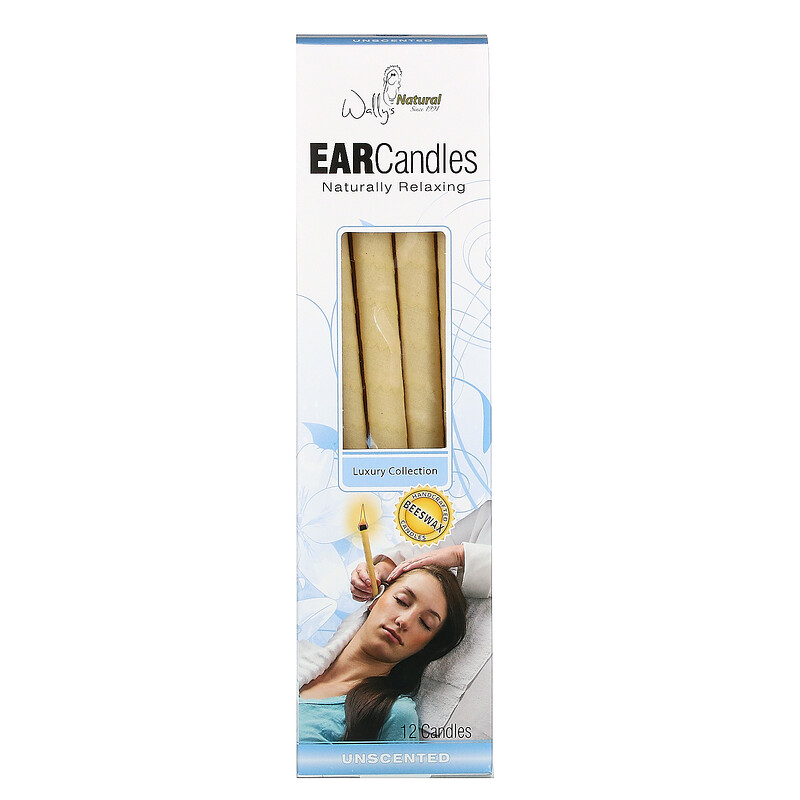 Wally's Natural, Beeswax Ear Candles, Luxury Collection, Unscented, 12