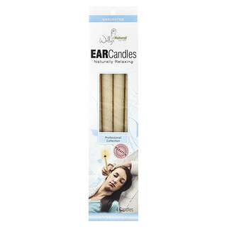 Wally's Natural, Bougies auriculaires en paraffine, Collection professionnelle, Sans parfum, 4 bougies