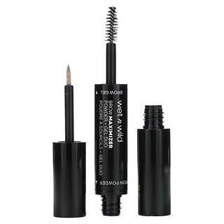 wet n wild, ブロウマキシマイザー、パウダー＋ジェル デュオ、ニュートラルブラウン、パウダー - 0.8g（0.02オンス）、ジェル - 3.5ml（0.11液量オンス）