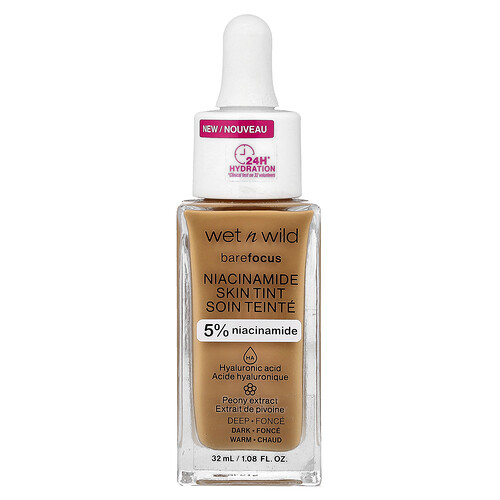 wet n wild, Barefocus, Niacinamide Skin Tint, Niacinamid-Hautfarbe, 1116325 Deep, 32 ml (1,08 fl. oz.)