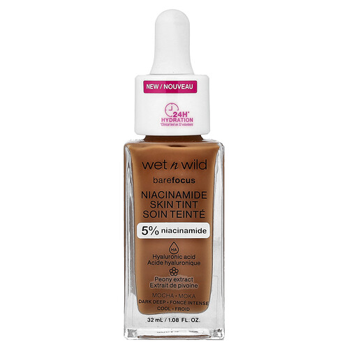 Wet N Wild Barefocus, Niacinamide Skin Tint, 1116328 Mocha, 1.08 fl oz (32 ml)