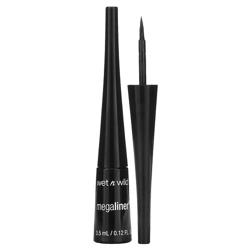 wet n wild, MegaLiner, Liquid Eyeliner, flüssiger Eyeliner, Schwarz, 3,5 ml (0,12 fl. oz.)