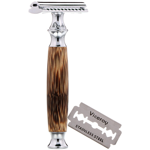 Wowe‏, Double Edge Safety Razor with Bamboo Handle, 1 Razor, 5 Blades